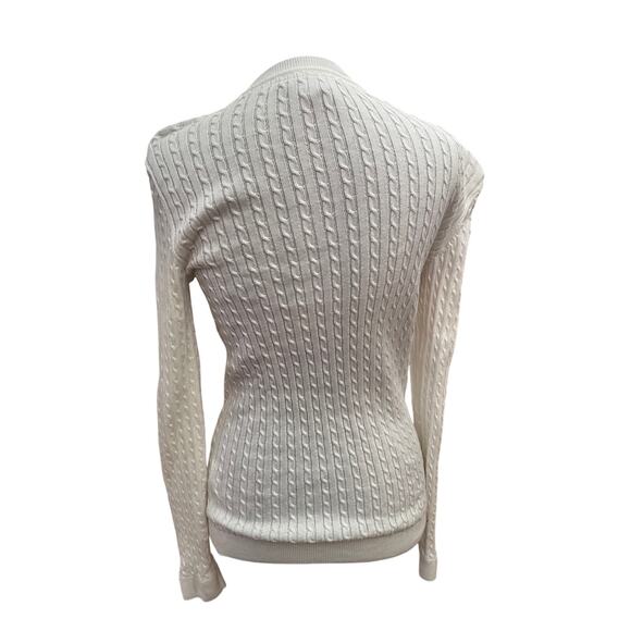 Tommy Hilfiger White Cable Knit Sweater Women’s XS Classic Logo Crewneck - Picture 5 of 8